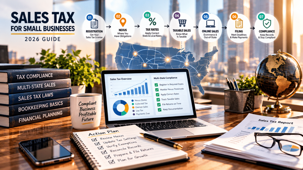 Sales Tax for Small Businesses: 2026 Guide to Registration, Rates, Filing & Use Tax