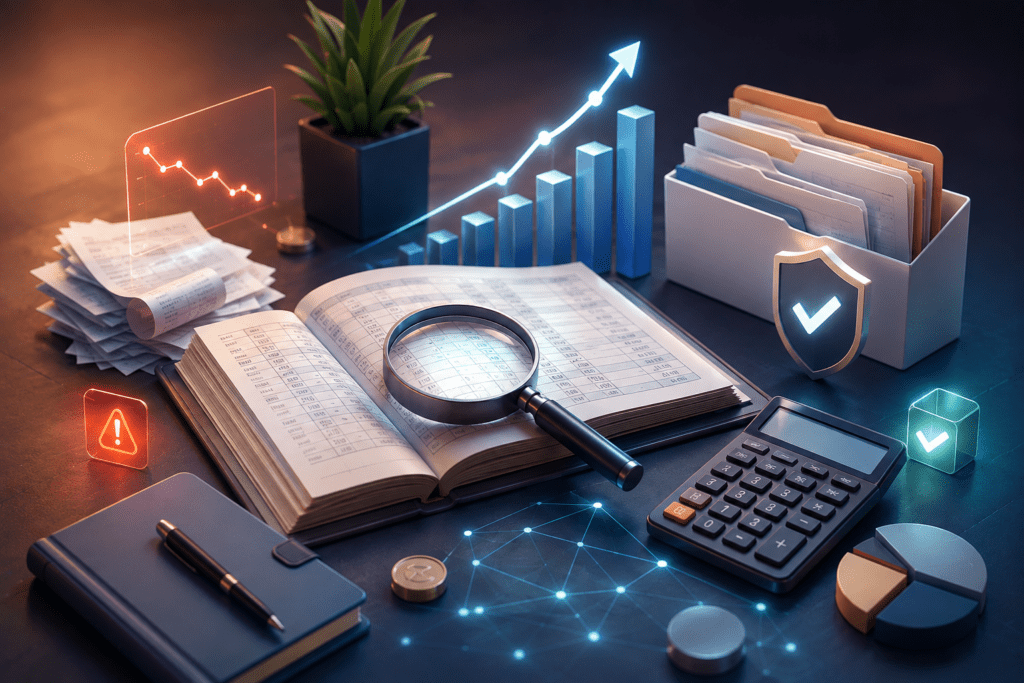 Small business bookkeeping records showing common financial mistakes and organized accounting